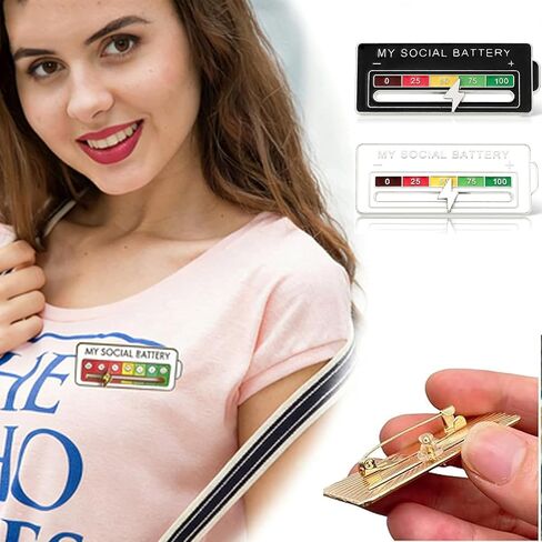 2Pcs Social Battery Slider Pin,Funny Interactive Brooch Enamel Pins for 7 Days, Cute Mood Pins for Backpacks Clothing Hat Bags Scarves in Saudi Arabia