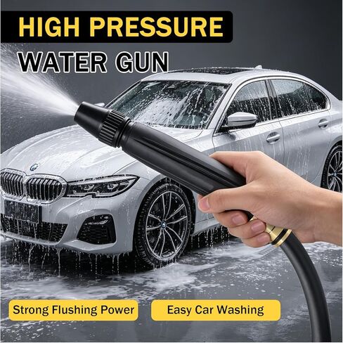 Home High Pressure Car Wash Water Gun with Booster Nozzle, Home High-Pressure Car Wash Water Gun with Booster Nozzle and Hose, for Watering Plants, Vegetables, and Car Washing, US 1/2" in Kuwait