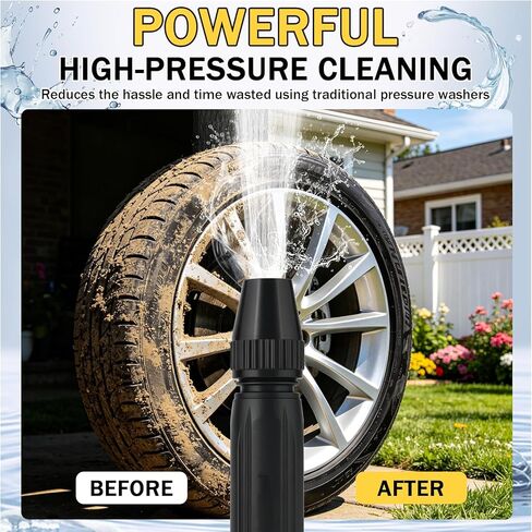 Home High Pressure Car Wash Water Gun with Booster Nozzle, Home High-Pressure Car Wash Water Gun with Booster Nozzle and Hose, for Watering Plants, Vegetables, and Car Washing, US 1/2" in Kuwait