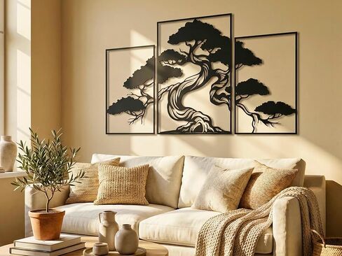 VAILLA Tree of Life Wall Art Decor Set of 3 Wall Hanging Sculpture Modern Wall Home Decoration 3D Textured Sculptures for Living Room Bedroom Office Dinnig Room 3 Panels Family Tree Wall Hangings (Tree of Life 1) in Saudi Arabia