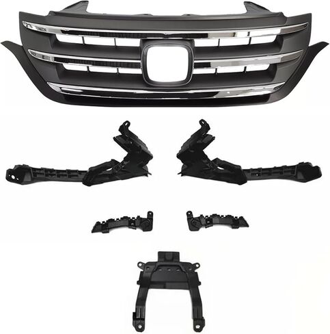 Front Bumper Grille With 5pcs Support Brackets Fit For 2012-2014 Honda CRV CR-V 4-Door Front Upper Grille Grill Chrome Trim Replacement in Saudi Arabia