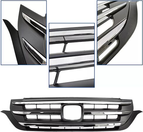 Front Bumper Grille With 5pcs Support Brackets Fit For 2012-2014 Honda CRV CR-V 4-Door Front Upper Grille Grill Chrome Trim Replacement in Saudi Arabia