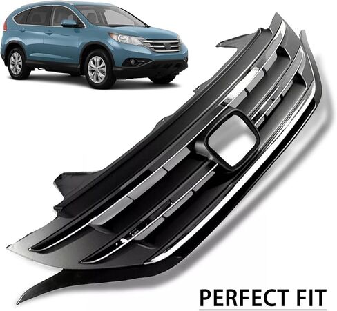 Front Bumper Grille With 5pcs Support Brackets Fit For 2012-2014 Honda CRV CR-V 4-Door Front Upper Grille Grill Chrome Trim Replacement in Saudi Arabia