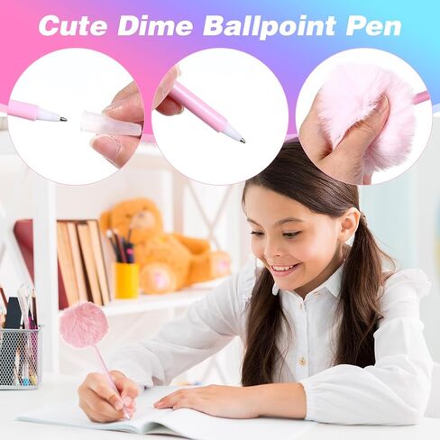 24pcs Pom Pom Pen,24 Colors Fluffy Pen Plush Fuzzy Pens Cute Ballpoint Pens for Girls Women School Office in Kuwait