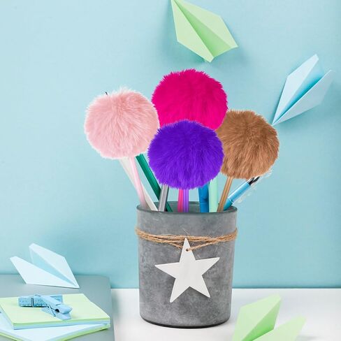 24pcs Pom Pom Pen,24 Colors Fluffy Pen Plush Fuzzy Pens Cute Ballpoint Pens for Girls Women School Office in Kuwait