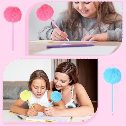 24pcs Pom Pom Pen,24 Colors Fluffy Pen Plush Fuzzy Pens Cute Ballpoint Pens for Girls Women School Office in Kuwait