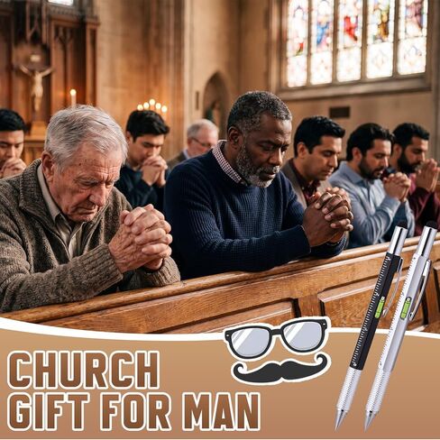 12 Sets Fathers Day Man of God Gifts Bulk for Men 6 in 1 Screwdriver Multi Tool Pens Leather Pen Holder with Bible Verse Gifts Baptism Church Party Favor for Dad Pastor in Kuwait