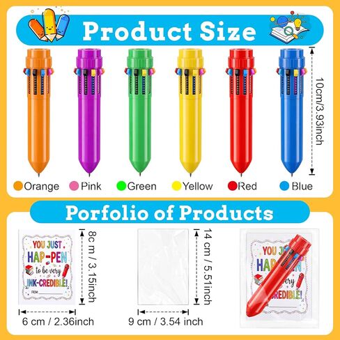 Epakh 48 Set End of Year Student Gifts Bulk 10 in 1 Multicolor Retractable Ballpoint Pens with Gift Cards for Students Classroom School Graduation Party Favors Teacher Appreciation Supplies in Kuwait
