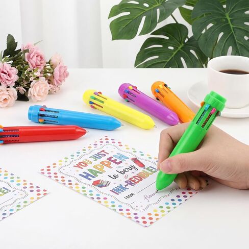 Epakh 48 Set End of Year Student Gifts Bulk 10 in 1 Multicolor Retractable Ballpoint Pens with Gift Cards for Students Classroom School Graduation Party Favors Teacher Appreciation Supplies in Kuwait
