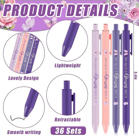 180 Pcs Butterfly Baby Shower Gifts for Guest A Little Butterfly is On The Way Party Favors Retractable Ballpoint Pens Keychains and Greeting Cards Bulk Gender Reveal Souvenirs Prize Game Supplies in Kuwait