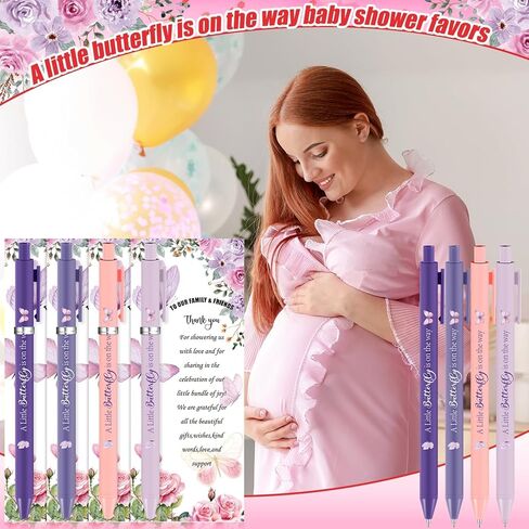 180 Pcs Butterfly Baby Shower Gifts for Guest A Little Butterfly is On The Way Party Favors Retractable Ballpoint Pens Keychains and Greeting Cards Bulk Gender Reveal Souvenirs Prize Game Supplies in Kuwait