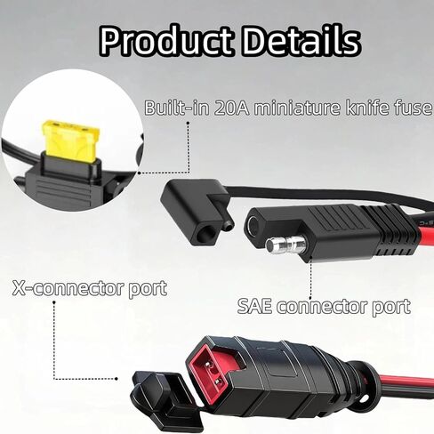 SAE Adapter Connection Components Compatible with NOCO Genius 5 GC009 Intelligent Battery Charger 4269, with 14AWG Pure Copper SAE Connector Tail Fiber, Used for Motorcycle/ATV/UTV/car in Saudi Arabia