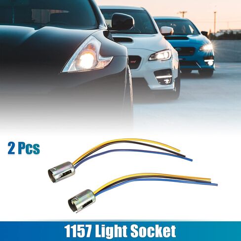 Uxcell 2 قطعة 3 سلك 1157 مصباح LED للمكابح وقف الضوء لمبة تمديد السيارة المقبس حامل سلك موصل جديلة محول استبدال العالمي in Kuwait
