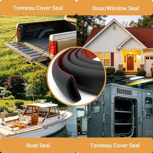Camper Shell Seal Rubber Weather Stripping, Universal Tonneau Cover Seal Truck Cap Seal, Truck Topper Seal Kit Replacement Parts for Pickup Truck Bed RV, 20Feet in Saudi Arabia