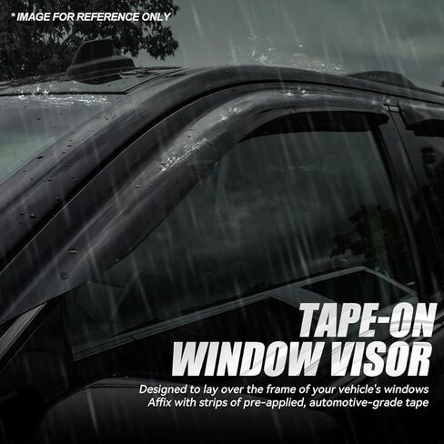 Auto Dynasty 4 Pieces Tape-On Window Visors Deflector Rain Guard Compatible with Santa Fe 2019-2023, Black in Kuwait