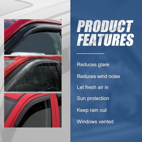 Auto Dynasty 4 Pieces Tape-On Window Visors Deflector Rain Guard Compatible with Santa Fe 2019-2023, Black in Kuwait