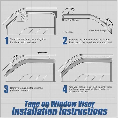 Auto Dynasty 4 Pieces Tape-On Window Visors Deflector Rain Guard Compatible with Santa Fe 2019-2023, Black in Kuwait