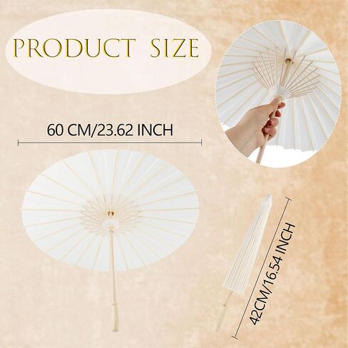 14 Pack 23.6 Inch Paper Umbrellas DIY Blank White Chinese Japanese Oiled Paper Parasol for Wedding Bridal Party Decor Photography Props in Kuwait