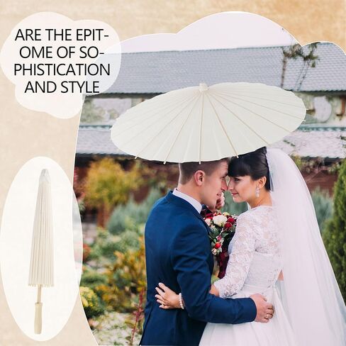 14 Pack 23.6 Inch Paper Umbrellas DIY Blank White Chinese Japanese Oiled Paper Parasol for Wedding Bridal Party Decor Photography Props in Kuwait