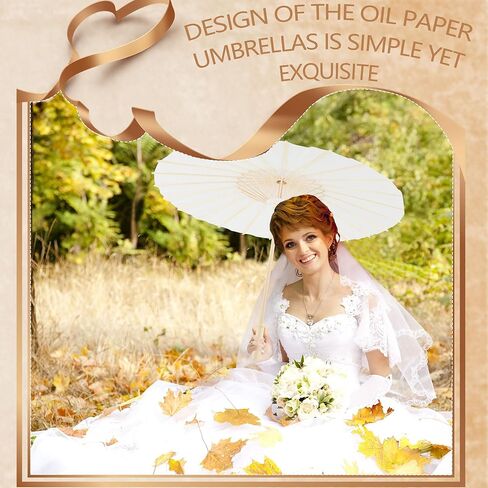 14 Pack 23.6 Inch Paper Umbrellas DIY Blank White Chinese Japanese Oiled Paper Parasol for Wedding Bridal Party Decor Photography Props in Kuwait