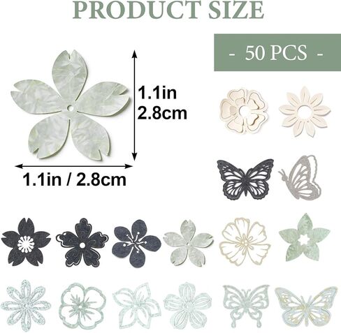 Verdial 50pcs Scrapbook Collage Paper Flowers, Hollow Decorative Collage Paper Embellishments, Butterfly Flower Shaped Embellishments Supplies for Journaling Scrapbooking Crafting- Mixed Colors in Saudi Arabia