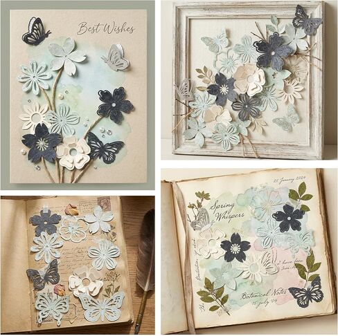 Verdial 50pcs Scrapbook Collage Paper Flowers, Hollow Decorative Collage Paper Embellishments, Butterfly Flower Shaped Embellishments Supplies for Journaling Scrapbooking Crafting- Mixed Colors in Saudi Arabia