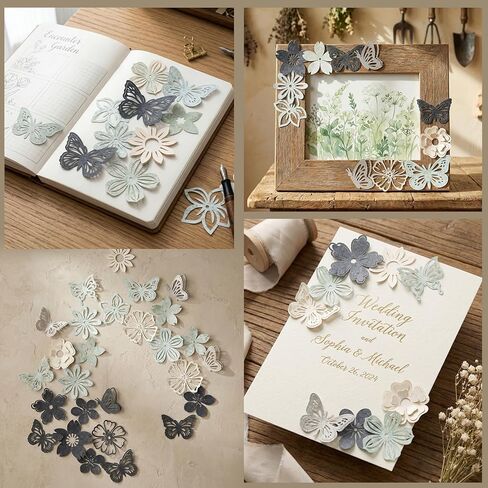 Verdial 50pcs Scrapbook Collage Paper Flowers, Hollow Decorative Collage Paper Embellishments, Butterfly Flower Shaped Embellishments Supplies for Journaling Scrapbooking Crafting- Mixed Colors in Saudi Arabia