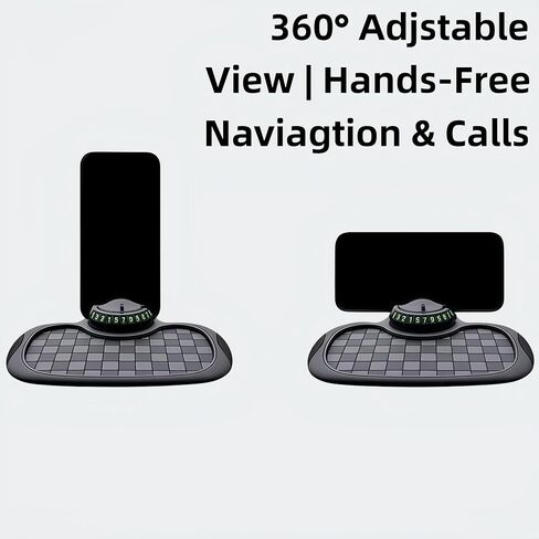 Multifunctional Car Anti-Slip Mat, 360° Rotatable Phone Holder & Hidden Temporary Parking Number, Universal Non-Slip Pad Organizer for Car Phones, Ideal for Daily Commutes, Road Trips & Family Drives in Kuwait