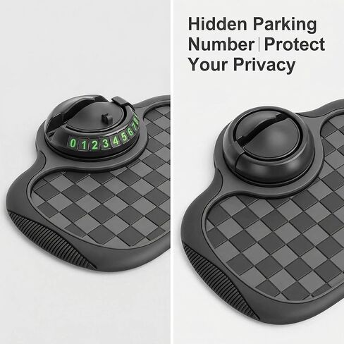 Multifunctional Car Anti-Slip Mat, 360° Rotatable Phone Holder & Hidden Temporary Parking Number, Universal Non-Slip Pad Organizer for Car Phones, Ideal for Daily Commutes, Road Trips & Family Drives in Kuwait