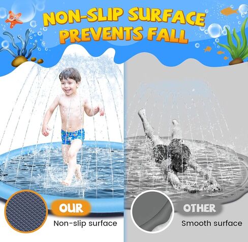 Splash Pad for Kids and Dogs, 97'' Extra Large Splash Pad for Toddlers 1-3 and Kids Ages 4-8, Non Slip Thicken Sprinkler Dog Pool Summer Outdoor Water Toys for Backyard in Saudi Arabia