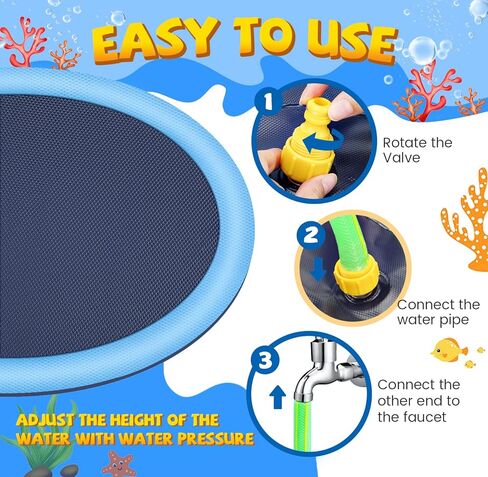 Splash Pad for Kids and Dogs, 97'' Extra Large Splash Pad for Toddlers 1-3 and Kids Ages 4-8, Non Slip Thicken Sprinkler Dog Pool Summer Outdoor Water Toys for Backyard in Saudi Arabia