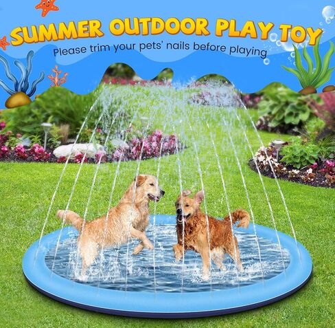 Splash Pad for Kids and Dogs, 97'' Extra Large Splash Pad for Toddlers 1-3 and Kids Ages 4-8, Non Slip Thicken Sprinkler Dog Pool Summer Outdoor Water Toys for Backyard in Saudi Arabia