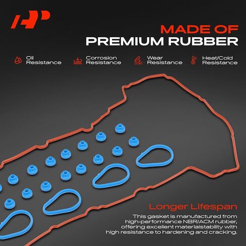 A-Premium Engine Valve Cover Gasket Set Compatible with Chevrolet Colorado 2007-2012 & GMC Canyon 2007-2012 & Hummer H3 2007-2010, H3T 2009-2010 & Isuzu i-370 2007-2008, 3.7L in Kuwait