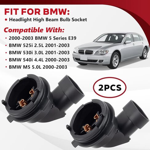 حامل مقبس المصباح الأمامي متوافق مع BMW 5 Series E39 525i 530i 540i M5 قطعتان in Kuwait