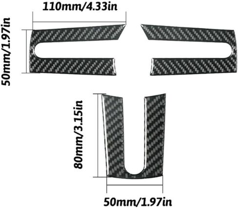 3Pcs Carbon Fiber Interior Steering Wheel Cover Trim Accessories for Ford Mustang 2005 2006 2007 2008 2009 in Kuwait