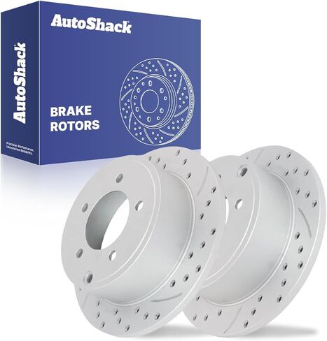 AutoShack Rear Brake Rotors for Jeep, Patriot 2007-2017 Compass 2007-2017, 4WD AWD FWD L4 2.0L 2.4L - Silver Zinc Coated Drilled & Slotted - SilverShield Pro - 10.31" (261.8 mm), 5-Lug in Kuwait