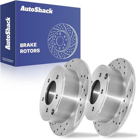 AutoShack Rear Brake Rotors for Jeep, Patriot 2007-2017 Compass 2007-2017, 4WD AWD FWD L4 2.0L 2.4L - Silver Zinc Coated Drilled & Slotted - SilverShield Pro - 10.31" (261.8 mm), 5-Lug in Kuwait