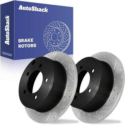 AutoShack Rear Brake Rotors for Jeep, Patriot 2007-2017 Compass 2007-2017, 4WD AWD FWD L4 2.0L 2.4L - Silver Zinc Coated Drilled & Slotted - SilverShield Pro - 10.31" (261.8 mm), 5-Lug in Kuwait