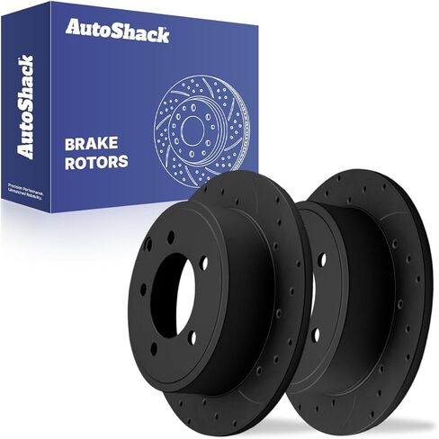 AutoShack Rear Brake Rotors for Jeep, Patriot 2007-2017 Compass 2007-2017, 4WD AWD FWD L4 2.0L 2.4L - Silver Zinc Coated Drilled & Slotted - SilverShield Pro - 10.31" (261.8 mm), 5-Lug in Kuwait