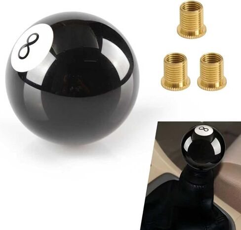 Shift Knob Manual Gear, Black 8 Round Ball Acrylic Shift Knob Gear, M10 * 1.25, M10 * 1.5, M12 * 1.25 Shifter Knobs with 3 Adapters, Fit for Most Manual Gear Cars in Kuwait