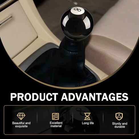 Shift Knob Manual Gear, Black 8 Round Ball Acrylic Shift Knob Gear, M10 * 1.25, M10 * 1.5, M12 * 1.25 Shifter Knobs with 3 Adapters, Fit for Most Manual Gear Cars in Kuwait