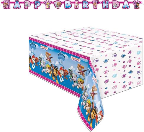 Unique Paw Patrol Girl Party Decorations | Banner And Table Cover Set | Officially Licensed | Jointed Banner And Plastic Table Cover | Birthday Decor For Kids, Easy Setup, Photo Backdrops in Kuwait