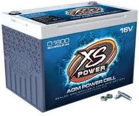 XSPower D1600 16V AGM Racing Battery – Group 34 – 2400A Max Amps, 775 CA, 56Ah – Sealed Spill-Proof Design – FREE Limited Warranty in Kuwait