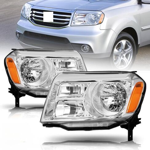 Fits for 2012 2013 2014 2015 Honda Pilot Headlights,2012-2015 Pilot Headlight Halogen Headlamp Replacement Driver &Passenger Side Chrome Housing Amber Reflector in Kuwait