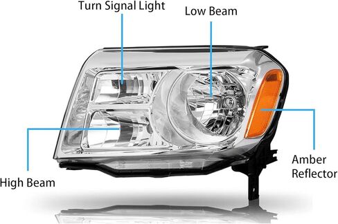 Fits for 2012 2013 2014 2015 Honda Pilot Headlights,2012-2015 Pilot Headlight Halogen Headlamp Replacement Driver &Passenger Side Chrome Housing Amber Reflector in Kuwait