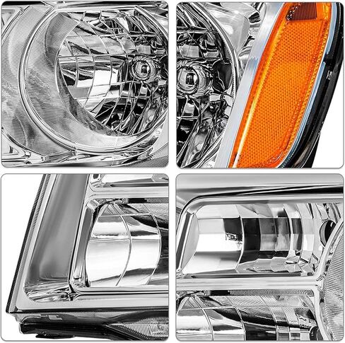 Fits for 2012 2013 2014 2015 Honda Pilot Headlights,2012-2015 Pilot Headlight Halogen Headlamp Replacement Driver &Passenger Side Chrome Housing Amber Reflector in Kuwait