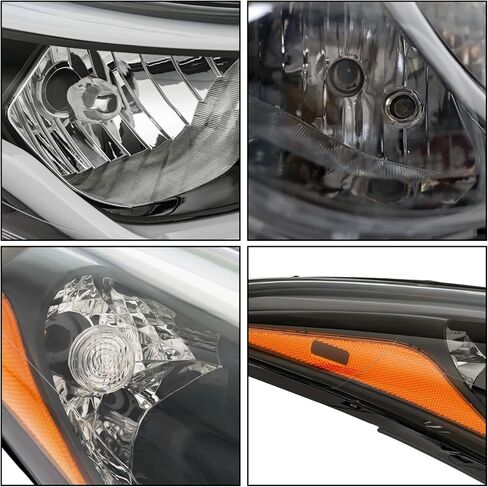 Headlight Assembly for 2014-2016 Hyundai Elantra,2014 2015 2016 Elantra Halogen Headlights Replacement Driver Passenger Side Chrome Housing Amber Reflector Clear Lens HY2502187 HY2503187(No Bulbs) in Kuwait