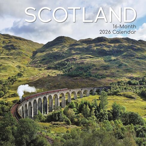 The Gifted Stationery 2026 Square Wall Calendar, Scotland, 16-Month Scenic Britain Theme Hanging Calendar with 180 Reminder Stickers, Month Planner for Home, or Creative Spaces, 12x12 In in Kuwait