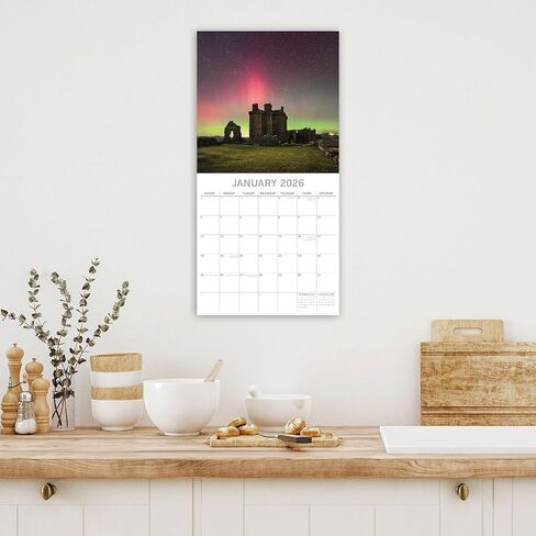 The Gifted Stationery 2026 Square Wall Calendar, Scotland, 16-Month Scenic Britain Theme Hanging Calendar with 180 Reminder Stickers, Month Planner for Home, or Creative Spaces, 12x12 In in Kuwait