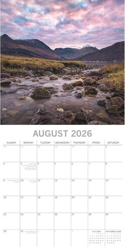 The Gifted Stationery 2026 Square Wall Calendar, Scotland, 16-Month Scenic Britain Theme Hanging Calendar with 180 Reminder Stickers, Month Planner for Home, or Creative Spaces, 12x12 In in Kuwait